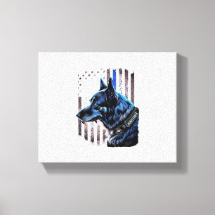 Toile K9 Berger Allemand Police Chien Mince Ligne Bleue