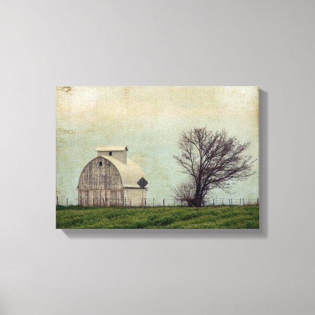 Toile Kalona Iowa Champs et grange avec arbre (Recto)
