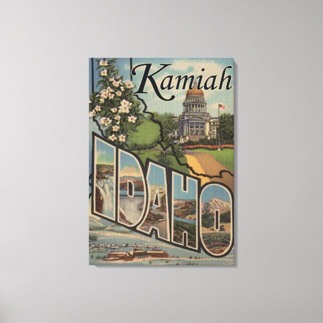Toile Kamiah, IdahoGrandes lettres ScènesKamiah, ID (Recto)