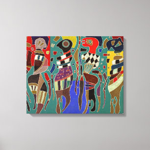 Toile Kandinsky - 4 chiffres sur 3 carrés,