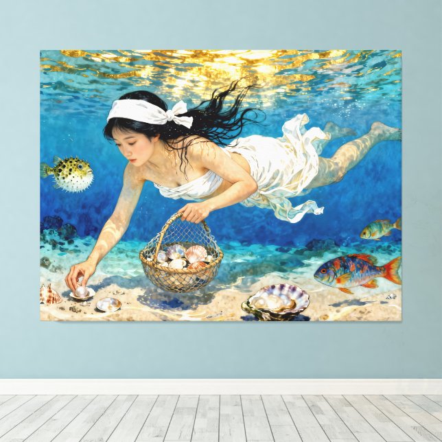 Toile "Kaori of Tides" - Un portrait océanique (Insitu (Plancher de Bois))