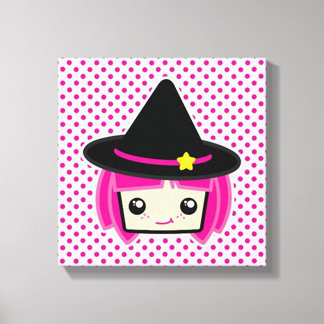 Toile Kawaii rose Haired Witch enveloppée (Recto)