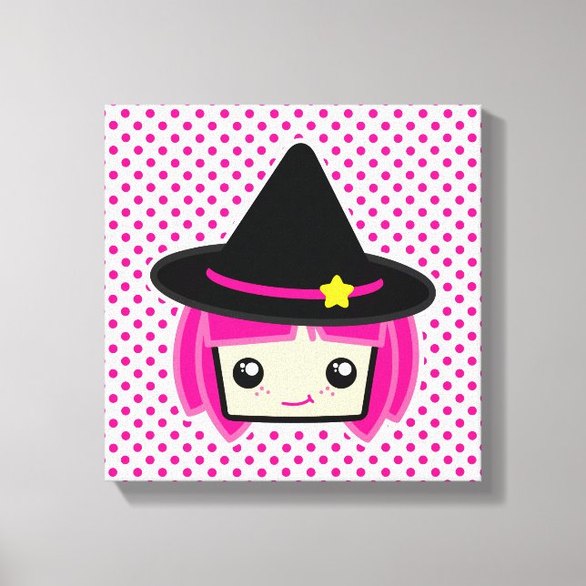 Toile Kawaii rose Haired Witch enveloppée (Recto)
