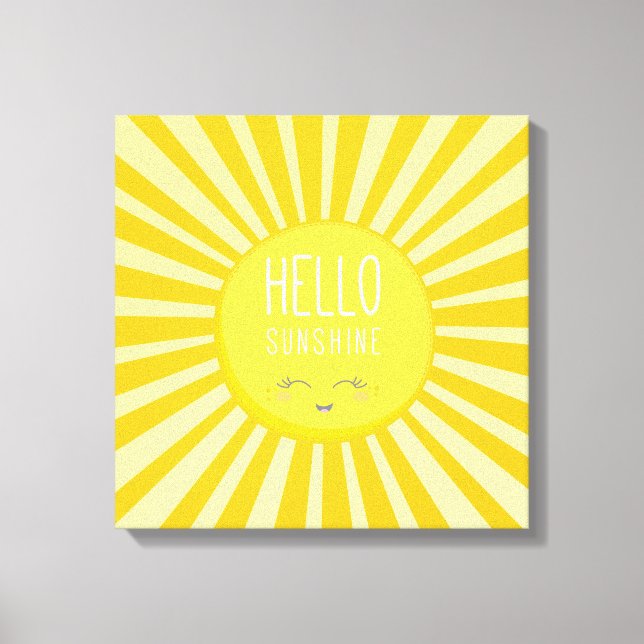 Toile KAWAII SKY brillant jaune vif sourire soleil solei (Recto)