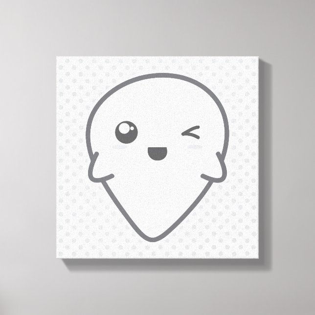 Toile Kawaii Winking Ghost Wrapped Canvas (Recto)