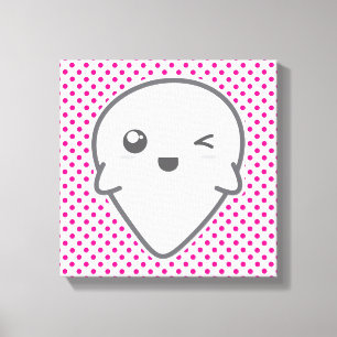 Toile Kawaii Winking Ghost Wrapped Canvas
