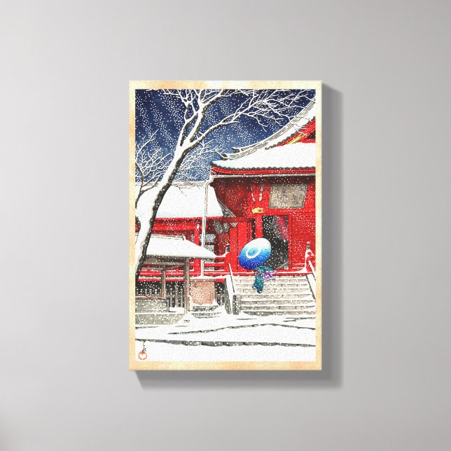 Toile Kawase Hasui Neige à Ueno Kiyomizudo hanga art (Recto)