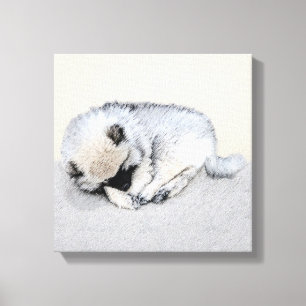 Toile Keeshond Sleeping Puppy Peinture Chien Art origina