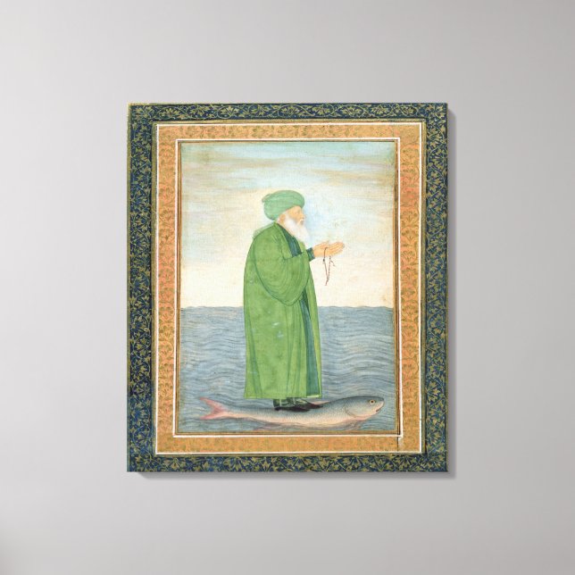 Toile Khawa Khizir Khan équitation sur un poisson, du Pe (Recto)