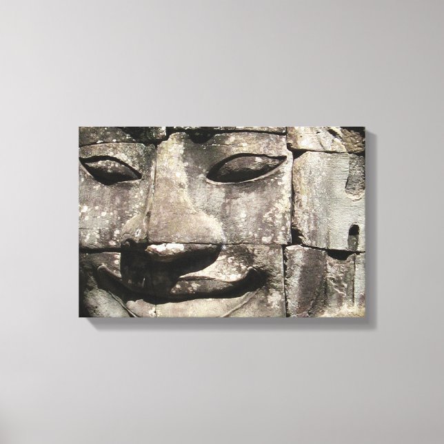 Toile Khmer Stone Face ... Temple de Bayon, Cambodge (Recto)