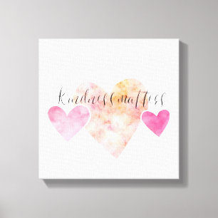 Toile Kindness Matters Pink Watercolor Hearts