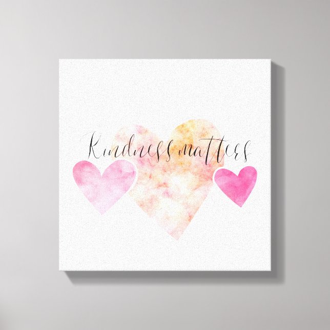 Toile Kindness Matters Pink Watercolor Hearts (Recto)