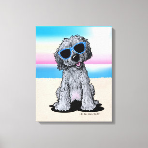 Toile KiniArt Black Doodle Dog Beach