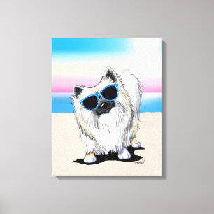 Toile KiniArt Chester Pomeranian Dog Beach Canvas Imprim