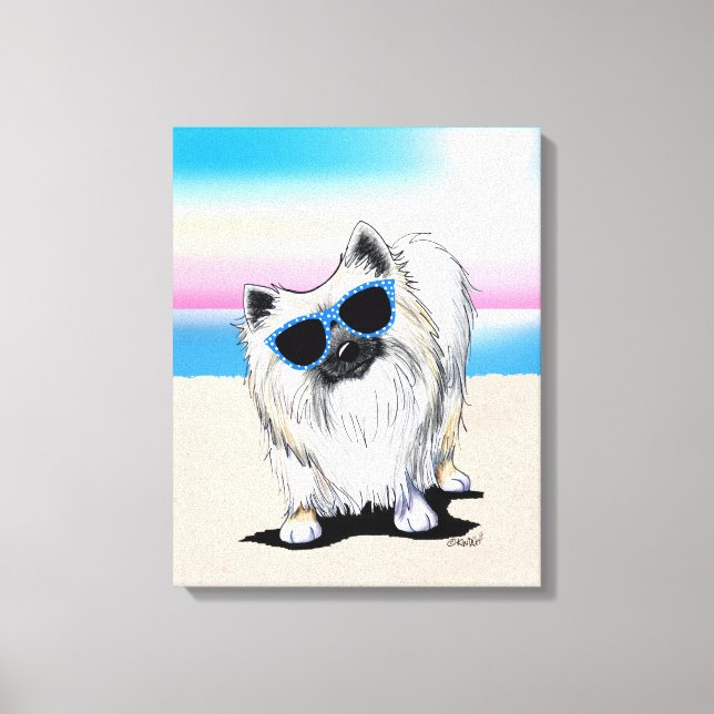 Toile KiniArt Chester Pomeranian Dog Beach Canvas Imprim (Recto)