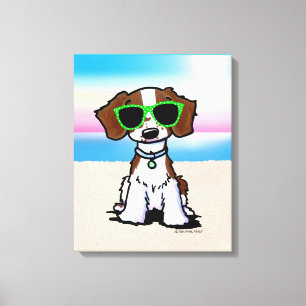 Toile KiniArt French Bretagne Dog Beach