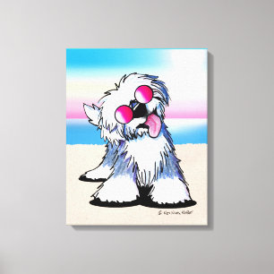 Toile KiniArt Old Anglais Sheepdog Beach