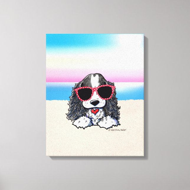 Toile KiniArt Parti Cocker Spaniel Dog Beach (Recto)