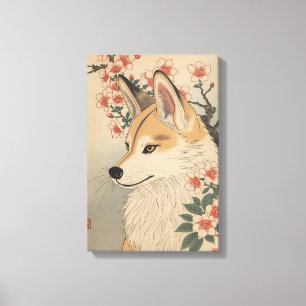Toile Kitsune & cherry blossom