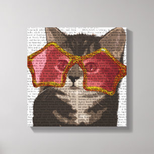 Toile Kitten dans les lunettes de soleil étoilées
