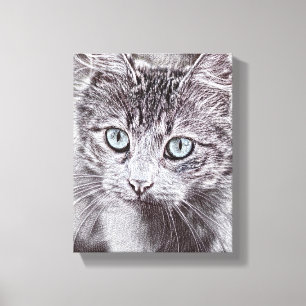 Toile Kitten Love Cute Kitty Chat aux Yeux Bleus Lumineu