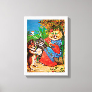Toile Kittens & Lady, Louis Wain