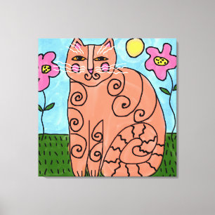 Toile Kitty dans le jardin Peinture Abstraite