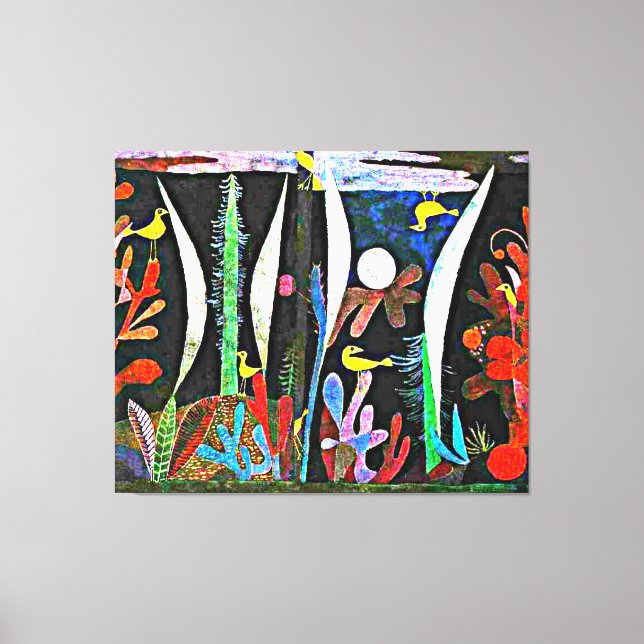 Toile Klee - Paysage aux oiseaux jaunes (Recto)