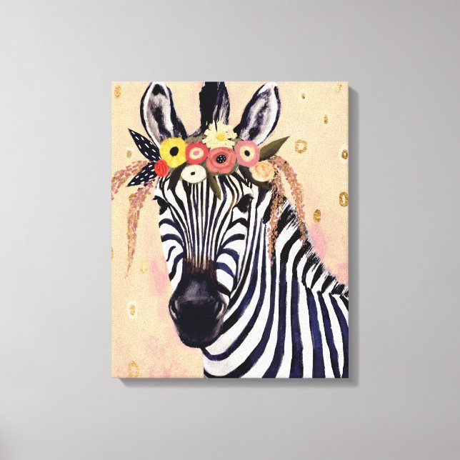 Toile Klimt Zebra | Orné De Fleurs (Recto)