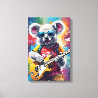 Toile Koala jouant de la guitare, du graffiti