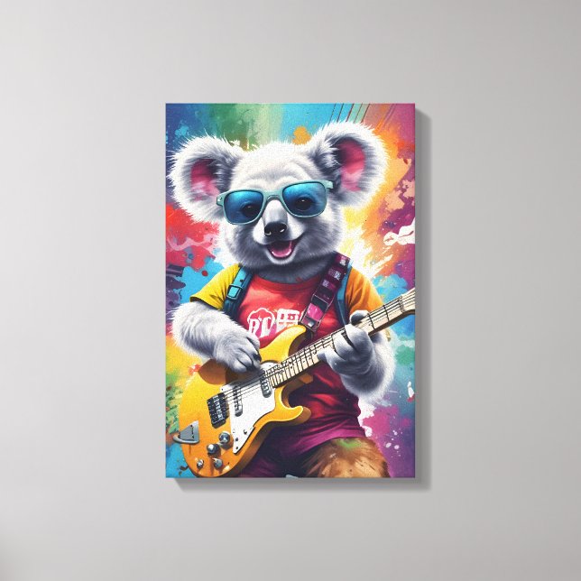 Toile Koala jouant de la guitare, du graffiti (Recto)