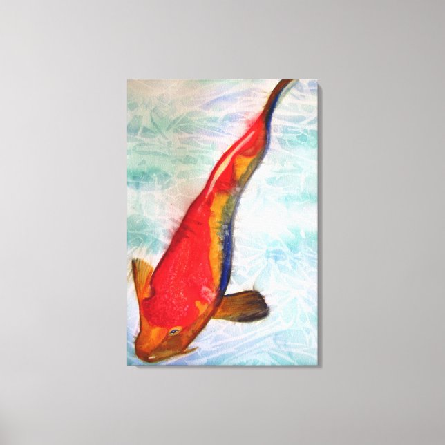 Toile Kohaku Koi poisson japonais original aquarelle art (Recto)