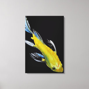Toile Koi aquarelle japonaise jaune