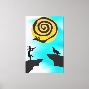 Toile Kokopelli et Wolf du sud-ouest
