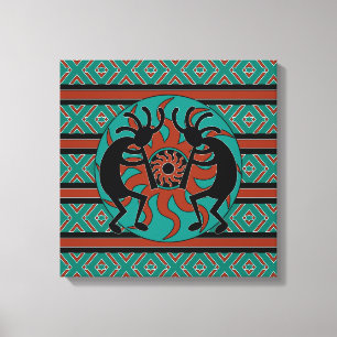 Toile Kokopelli Sud-Ouest Turquoise Peinture murale