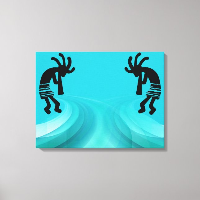 Toile Kokopelli turquoise Sud-Ouest (Recto)