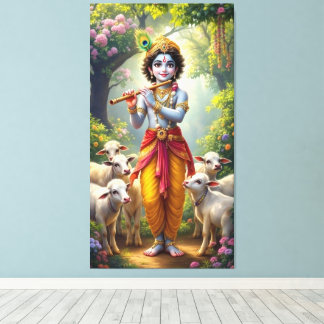 Toile Krishna, le Berger Divin