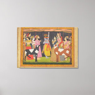 Toile Krishna soulevant et le bâti Govardhana, du