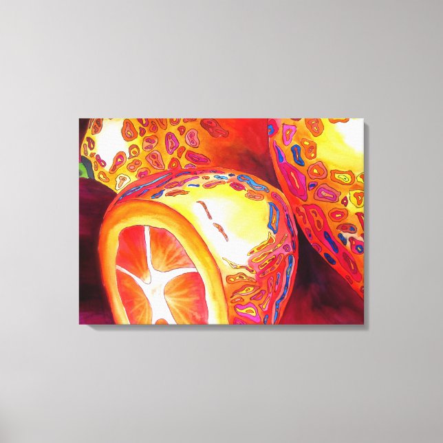 Toile Kumquat à l'aquarelle des fruits à l'orange tropic (Recto)