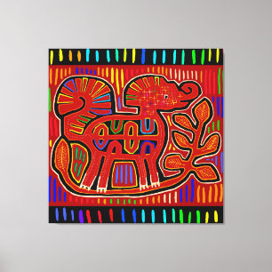 Toile Kuna Indian Baby Elephant - Mola Folk Art