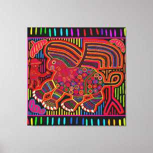 Toile Kuna Indian Friendly Dragon