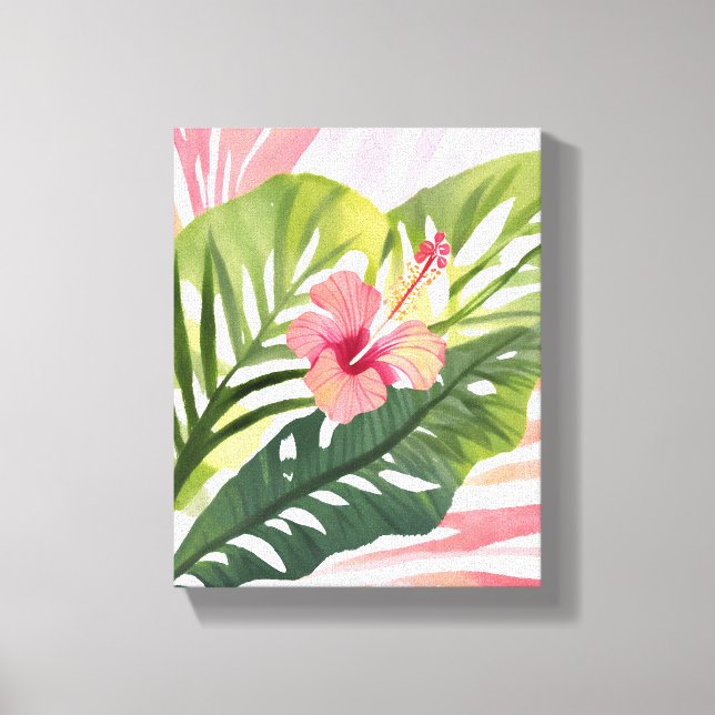 Toile La beauté des Hibiscus | Aquarelle à fleurs tropic (Recto)