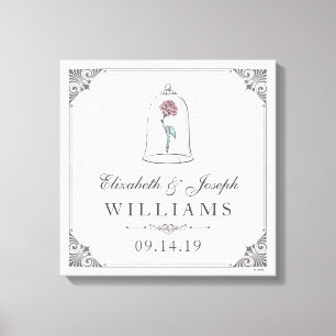 Toile La beauté et la bête Mariage Rose enchanté