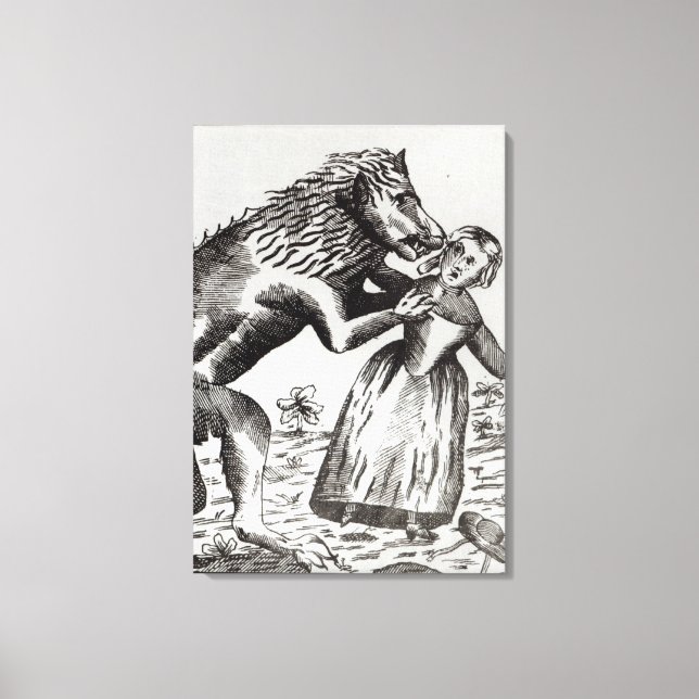 Toile La bête de Gevaudan attaquant une jeune fille (Recto)