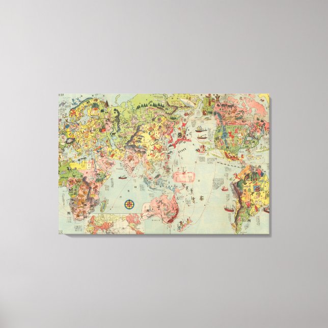 Toile La carte du monde en bref - Itinéraires aériens mo (Recto)