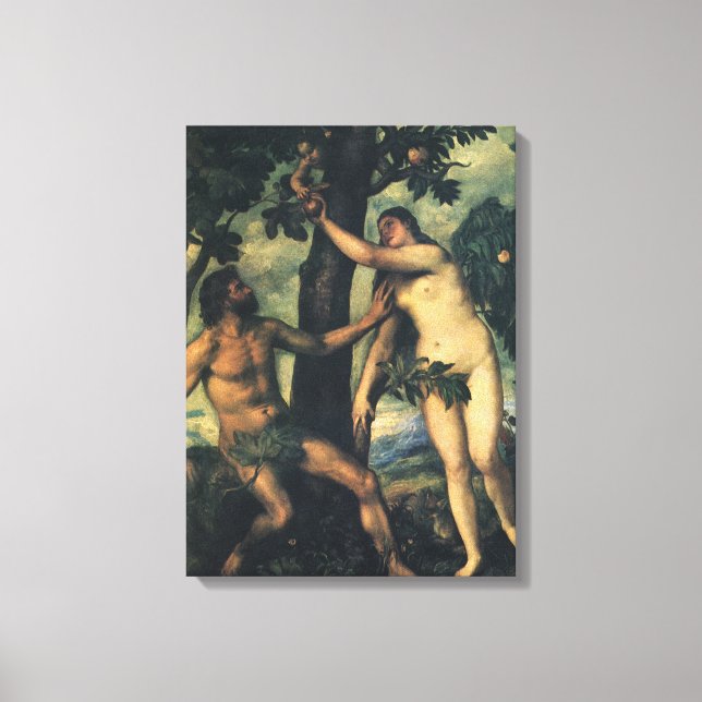 Toile La Chute de l'Homme ; Adam et Ève par Titien (Recto)