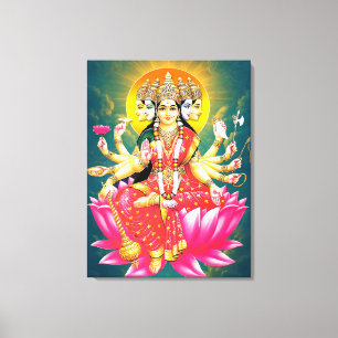 Toile La déesse Gayatri Devi sur Lotus Hindu Deity