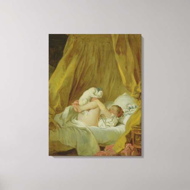 Toile 'La Gimblette', Girl with a Dog, c.1770 (huile sur (Recto)