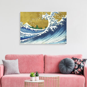 Toile La grande couleur des vagues Hokusai