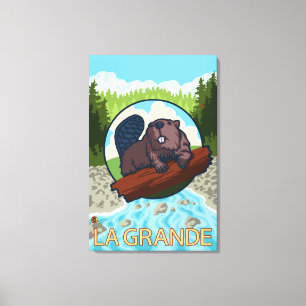 Toile La Grande, OregonCastor et Arbres